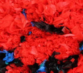 Red Square, 2018, plastic bags, 3' x 3'