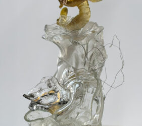 Allowance, 2026, cast, fused glass, plastic bottle, 7”x10”x 8”