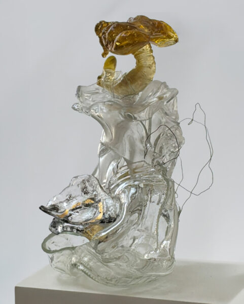 Allowance, 2026, cast, fused glass, plastic bottle, 7”x10”x 8”