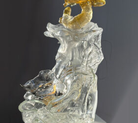 Allowance, 2026, cast, fused glass, plastic bottle, 7”x10”x 8”