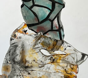 Index of Forgetting, 2025, glass, reclaimed plastic, 18 × 10 × 8 in