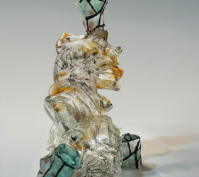 Index of Forgetting, 2025, glass, reclaimed plastic, 18 × 10 × 8 in
